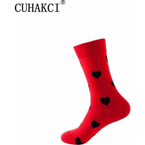 CUHAKCI 1 Pair Womens Socks Print Cotton Personality Novelty Love Heart Cartoon Socks Women Unisex Autumn Winter Warm Casual