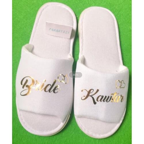 Personalised title names bride slipper bridesmaid maid of honor hen weekend party slippers spa day Bachelorette party favors