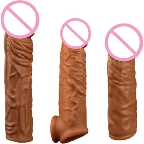 Intimate Realistic Penis Enlargement Stretchable Double Opening Penis Sleeve Male Cock Extender Dildo Enhancer Sex Toys For Men