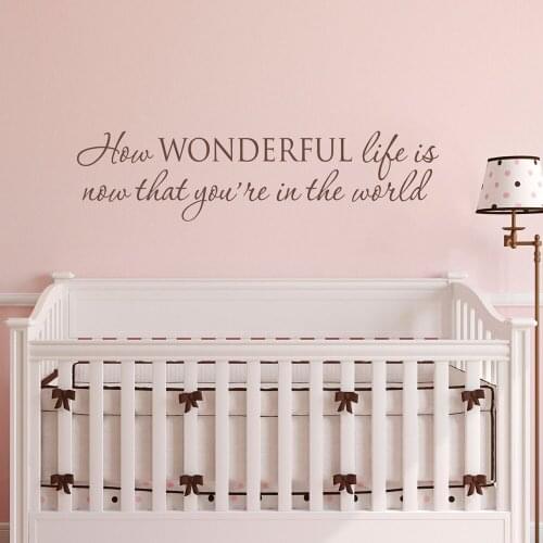 How Wonderful life is now that you're in the world Decal Vinyl Decals Nursery Decors Wall Decal wall stickers for baby room G96