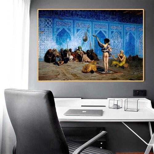 Citon Jean-Leon Gerome《Snake Charmer》Canvas Oil Painting World Famous Artwork Poster Picture Modern Wall Decor Home Decoration