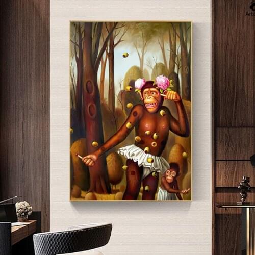 Funny Monkey Art Canvas Painting on The Wall Posters and Prints Animals Wall Art Decorative Picture for Living Room Home Decor