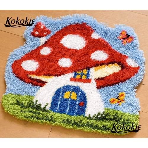 Latch hook kussen latch hook rug printing mushroom handwerken knooppakket crochet needle for 3d carpet embroidery Handmade decor