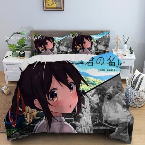 Cartoon Duvet Cover Set Your Name Bedclothes Boys Girls Quilt Cover Microfiber Bed Linen Japan Anime Film Comforter Bedding Se