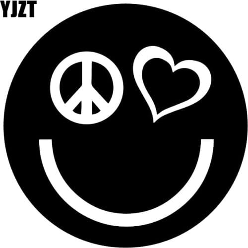 YJZT 15X15CM Peace Love Happy Smiley Face Window Vinyl Decals Car Decoration Sticker C25-0883