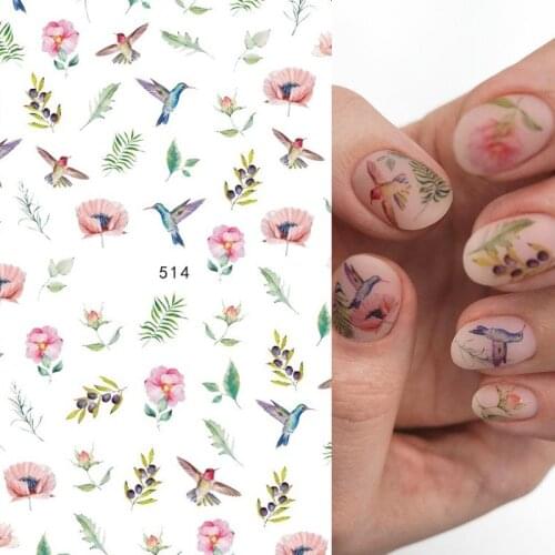 2021 New 3D Nail Art Stickers Bohemia Leaf Birds Flowers Image Nails Stickers for Nails Sticker Decorations Manicure