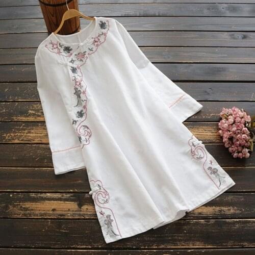 Chinese Style Clothing Women Clothes 2021 Cheongsam Top Chinese Traditional Shirt Blouse Cotton Hanfu Ladies Chinese Tops 12156