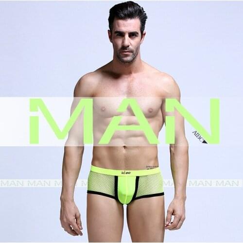 Mens Wholesale Silk Mesh Underwear Pants Underwear Foreign Trade U Convex Design Low-waisted Boxers