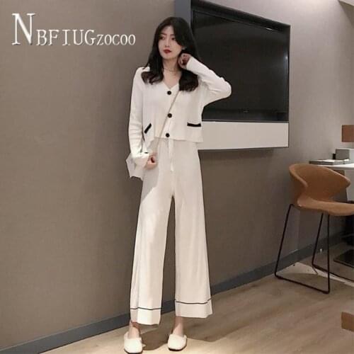 2020 Autumn Fashion Women Sets Blouse And Wide Leg Pants Female Sets