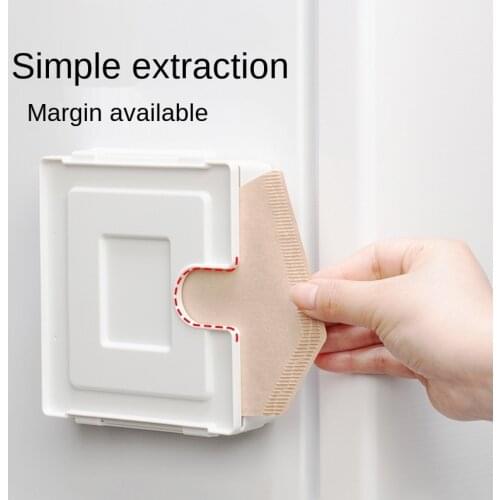 PP Coffee Filter Paper Storage Box Magnet Suction Wall 60 Filter Paper Dust Box Square Tissue Box Household Storage Rack