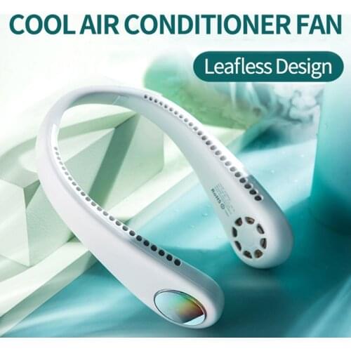 Portable Leafless Hanging Neck Fan USB Rechargeable Mute Sports Bladeless Fans for Outdoor Ventilador Wearable Neckband Fans