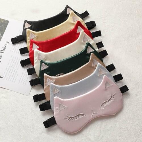 Cat Face Imitated Silk Eye Patch Shading Sleep Eye Adjustable Eyepatch Travel Relax Cover Blindfold Eye Care Tools