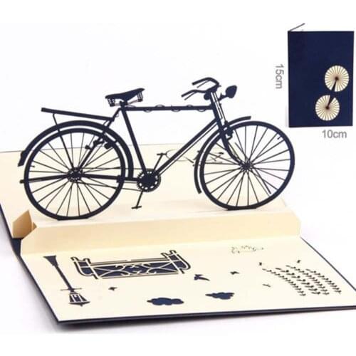 3D Pop UP Greeting Card Birthday Gift Wheel Bicycle Congratulation Card 15x10cm
