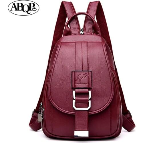 Kangaroo Genuine Leather Mochila Femenina Simple Backpack Leisure Soft Leather Large Capacity Fashion Ladies Mochilas School Bag