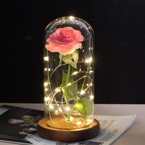2020 Beauty And The Beast Rose Rose In Glass Dome Forever Pink Red Rose Preserved Rose Belle Rose Special Romantic Gift