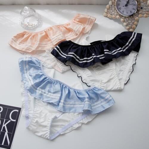 Cute Sailor Style Women Panties Underwear Milk Silk Briefs Anime Sweet Girls Intimates Lolita