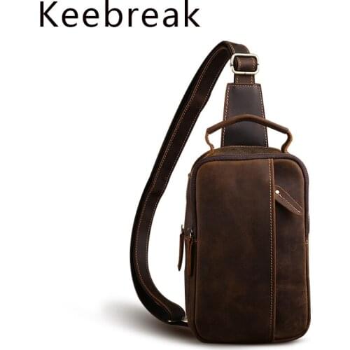 Keebreak Brand Genuine Leather Men Bag Messenger Crossbody Single Belt Bag Shoulder Flap Vintage Business Cowhide Man tas heren