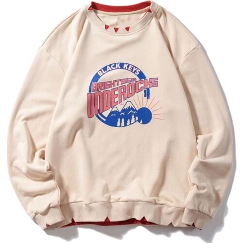 LACIBLE Hip Hop Vintage Letter Printed Fake Two Cotton Harajuku Sweatshirts Hoodies Loose Cotton Long Sleeve Shirts Pullover Men