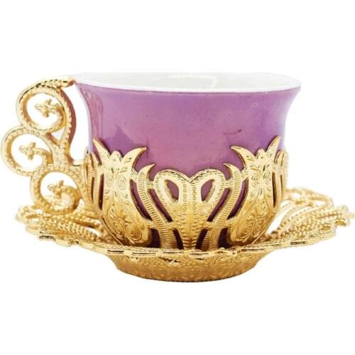 Turkish Greek Arabic Coffee Set For 6 Person Espresso Cup Saucers Porcelain Set Mixed Color Gift Wedding Birthday Made in Turkey