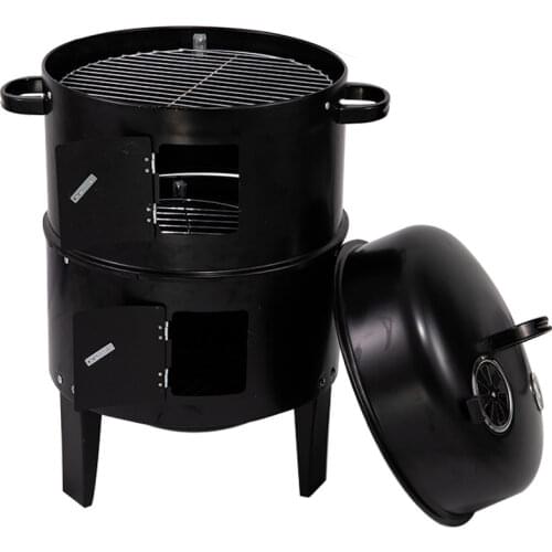 Three-in-one outdoor barbecue BBQ smoke oven grill commercial home barbecue bacon stove charcoal grill