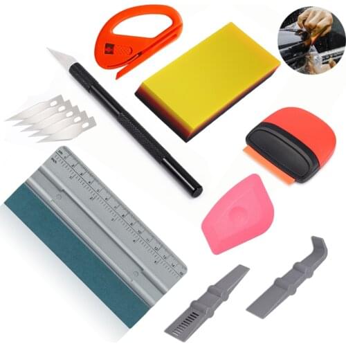 FOSHIO Carbon Fiber Vinyl Wrap Car Tool Kit Auto Window Tint Foil Film Install Squeegee Scraper Sticker Cutter Car Cleaning Tool