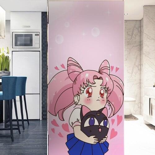 Japanese Anime Sailor Moon Window Films Privacy Stickers Stained Window Frosting Films Frosted Glass Film No glue custom