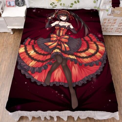 Japan Anime DATE A LIVE characters sexy girl Tokisaki Kurumi Nightmare Elohim bed sheet & blanket summer quilt 150x200cm