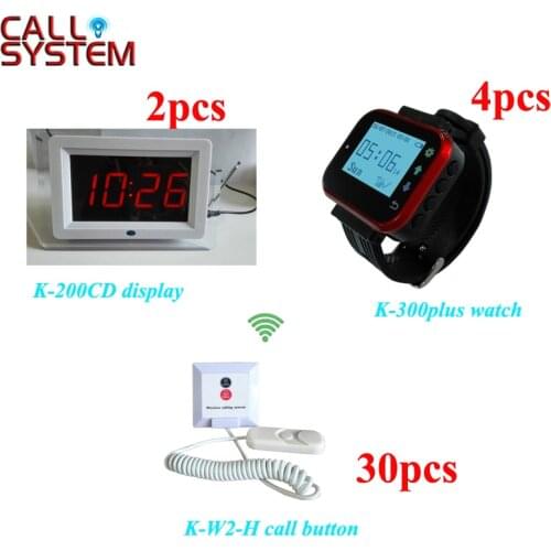 Ycall 433MHz Nurse Calling System Wireless Hospital Bell Call Pagers With 2 Receiver Host 30 Button Transmitter 4 wrist watch