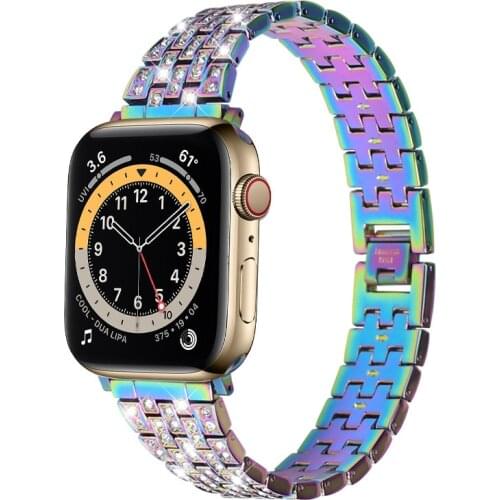 Jewelry Watchbands For Apple Watch 6 Strap SE Band 44mm 40mm Bling Stainless Steel Bracelet For iWatch 5 4 Applewatch 3 42mm 38