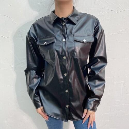 High Quality Women Faux Pu Motorcycle Leather Jacket Leather Casual Outwear Turn-Down Collar Jacket Spring Autumn Clothing