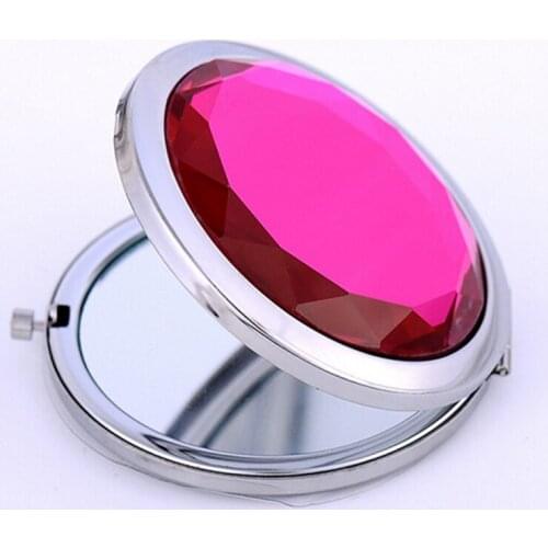 Women Pocket Mirror Portable Round Magnifying Mirror Makeup Mirror Lovely Pocket Crystal Portable Double Dual Sides