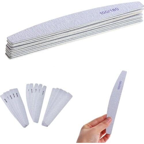 1/10pcs Professional Nail Buffer 100/180 Wood Nail File Wooden Nail Files Nail Art File Nail Buffer Sandpaper Slim Kit Set