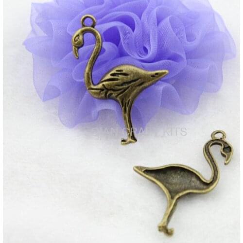 100pcs 40*24mm crane standing bird antique bronze zinc alloy pendants charms DIY for Jewelry fittings accessories