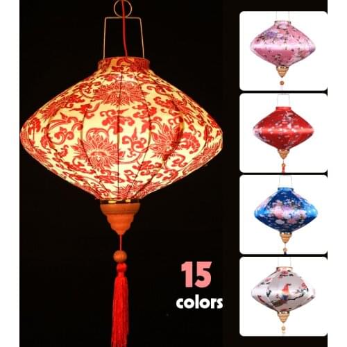 12/14 Inch Retro Chinese Silk Lantern Traditional Japanese Vietnam Lantern Balcony Party Spring Festival Wedding Hanging Decor