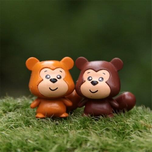 2Pcs/Set Smile Monkeyon Mini Ornaments DIY Cake Decorations for Baby Shower 1st Birthday Party Decor Bear Phtot Props Supplies