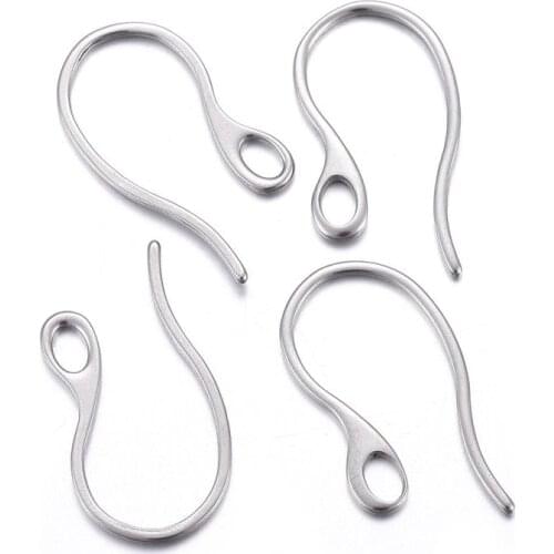 200pcs 304 Stainless Steel Earring Hooks Ear Wire for DIY Jewellery Making,22x11.5x1mm, Hole: 3x2mm; Pin: 0.7~1mm F80