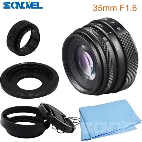 35mm F1.6 CCTV Lens C Mount Camera Lens +Lens Hood kit For Canon EOS M M1 M2 M3 M5 M6 M10 EF-M Mirrorless Camera