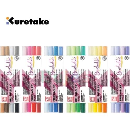 4/24 Color ZIG Kuretake Marker Pens MS-7700 Watercolor Brush Pens Waterproof BRUSHABLES Painting Twin Tip Dark Japan Art
