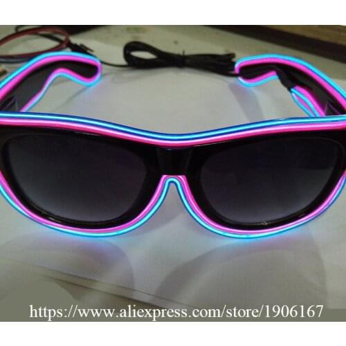 5 Pcs/Lot Led Light El Wire Glasses Fashion Neon Luminous Party Glowing Sunglasses Lighting Toys Light up Stage Dance Wear
