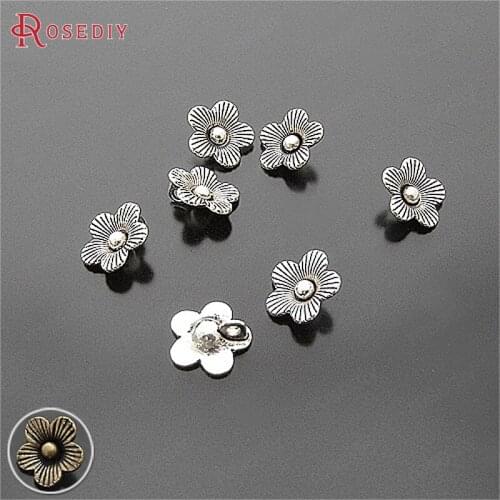 50PCS 14MM Antique Style Zinc Alloy Flower Charms Pendants Diy Jewelry Findings Accessories Wholesale