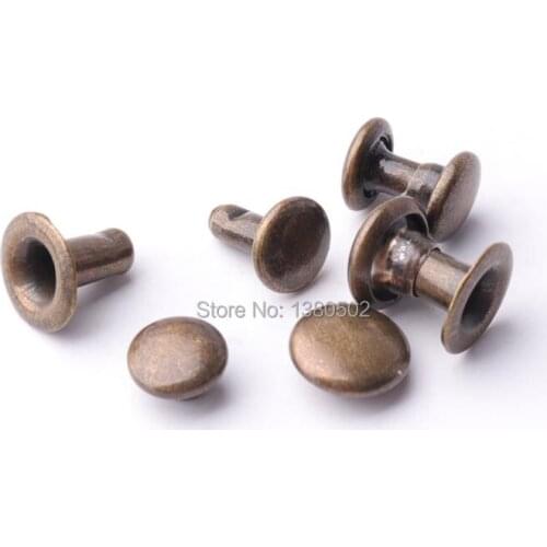 500sets/lot 6*6mm bronze color Small Size Double Cap Rivet Leather craft Belt Garment Accessories