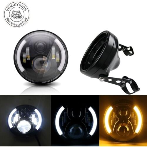 7inch Round Motorcycle LED Headlight with Hi-Lo Beam DRL Turn Signal and 7Inch Headlights Housing Bucket
