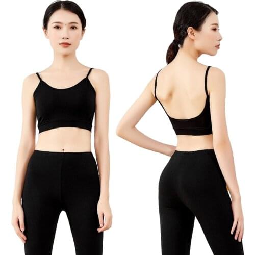 Essential Ladies Stretch Cotton Camisole Ballet Modern Dance Classical Dance Built-in Shelf Bra Vest Round Neck Practice Dress