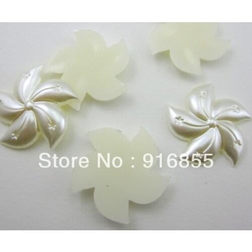 Free shipping 200pcs/lot 23mm exquisite Bauhinia flower craft flatback imitation pearl beads