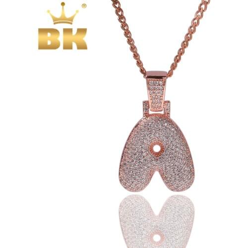 THE BLING KING New Letter Necklace Pave Iced Out Cubiz Zirconia 26 English Bubble Letters Pendant Jewelry Gifts