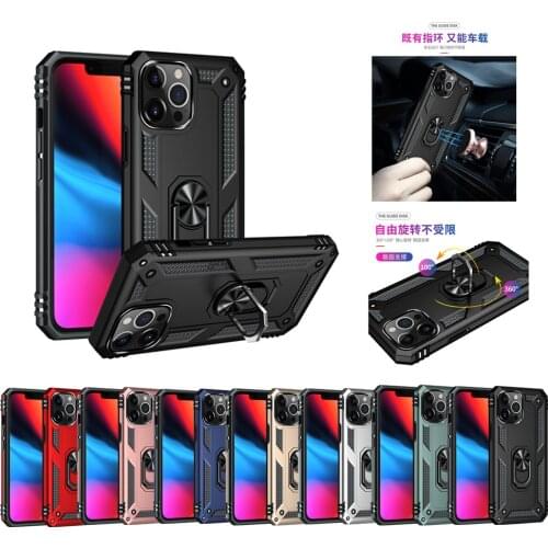 Armor Case for iPhone 13 12 Mini 11 Pro Max XR XS X 5S 6 7 8 Plus SE 2020 Coque Ring Holder Shockproof Slim Fit Phone Cover Etui