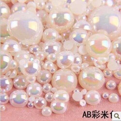 Beads For Jewelry Making 3~10mm Mixed Sizes 1000pcs AB Color Simulated Pearl Cabochon Flat Back Lovely Semicircle ABS Beads