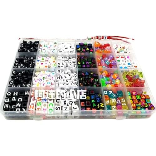 Mixed letter acrylic beads round flat alphabet digital cube loose spacer beads for jewelry making handmade diy bracelet necklace