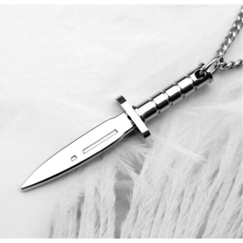 Necklace Best Gift Goth Hip Hop Jewelry Wholesale Personality Dagger Knife Pendant Necklace For Men Male Stainless Steel Chains