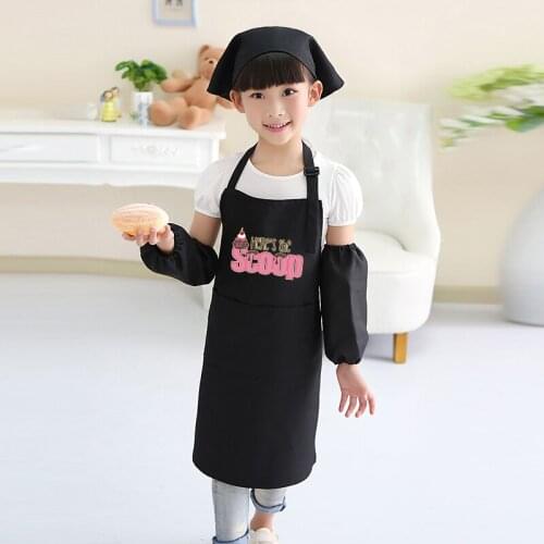 Kids cute anti-fouling oil-proof apron childrens art painting kitchen cooking gowns logo print